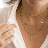 14K Solid Yellow Gold Genuine Stones Necklace