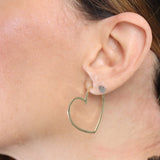 14K Solid Yellow Gold Heart Open Hoops Earrings