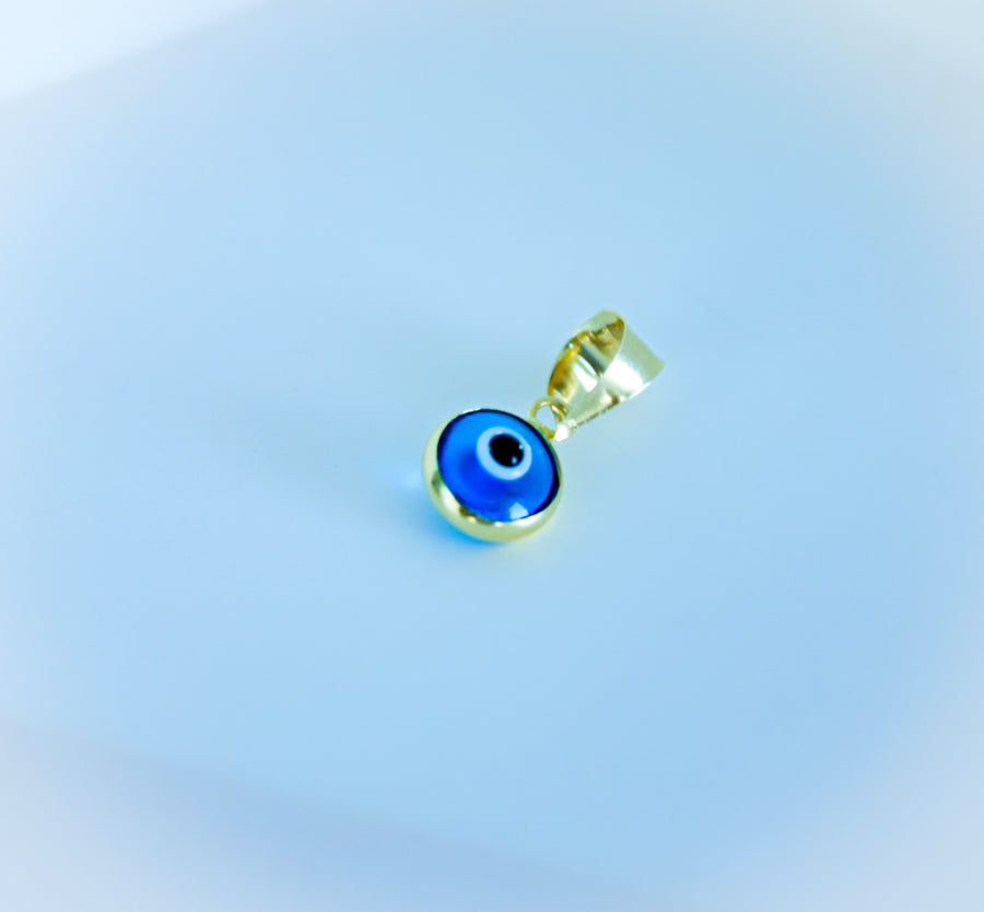 14K Solid Gold Evil Eye Pendant