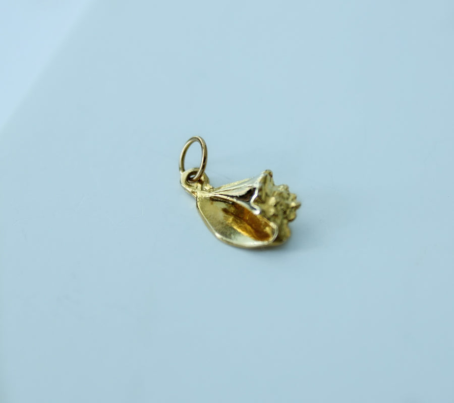 14K Solid Yellow Gold Shell Charm