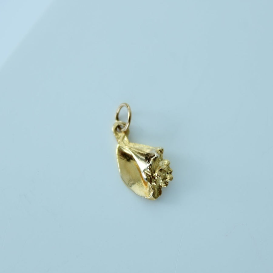 14K Solid Yellow Gold Shell Charm