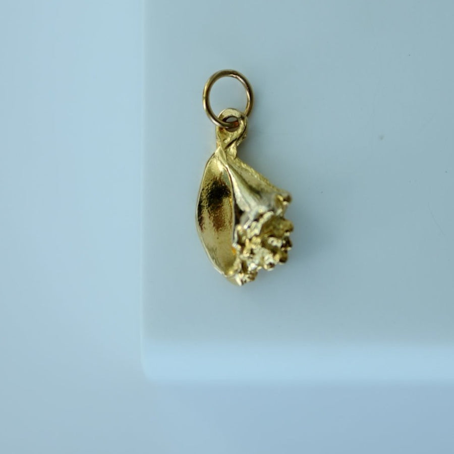 14K Solid Yellow Gold Shell Charm