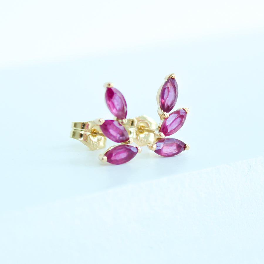 18K Solid Yellow Gold  Precious Stones Crawler Earrings