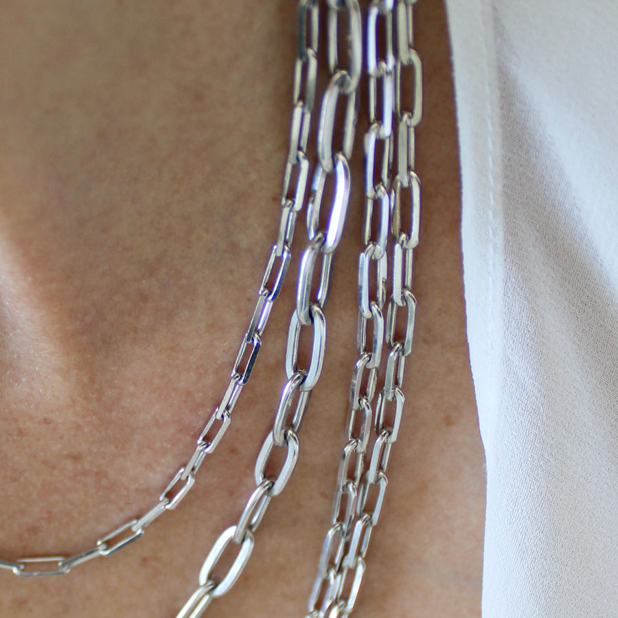 925 Sterling Silver Paper Clip Chain