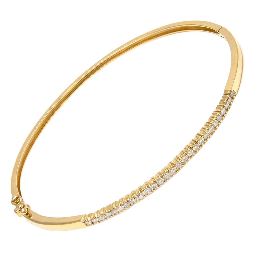 14K Solid Yellow Gold Diamond Bangle