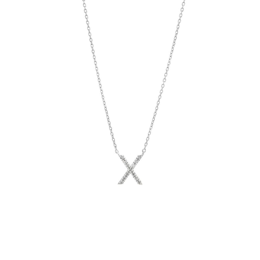 925 Sterling Silver Pave Diamonds Initial Neckalce