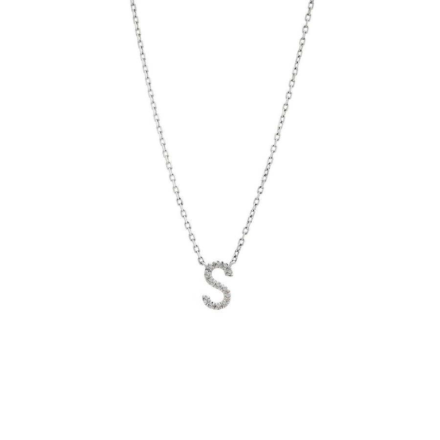 925 Sterling Silver Pave Diamonds Initial Neckalce