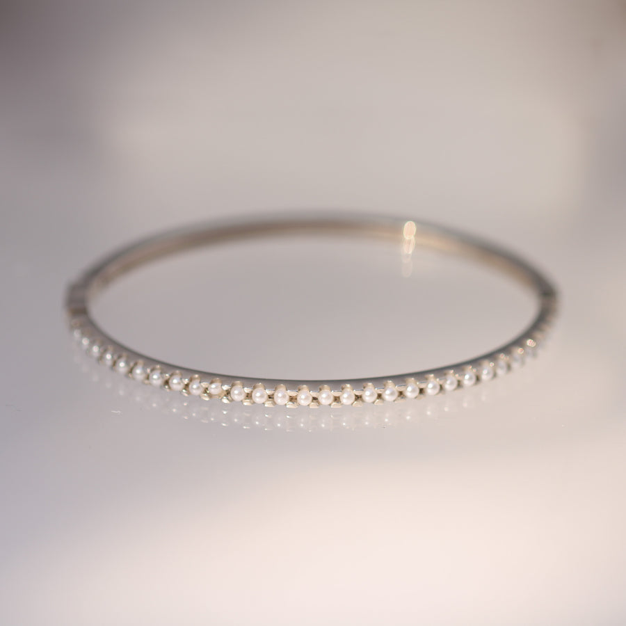 925 Sterling Silver Fresh Water Pearls Bangle