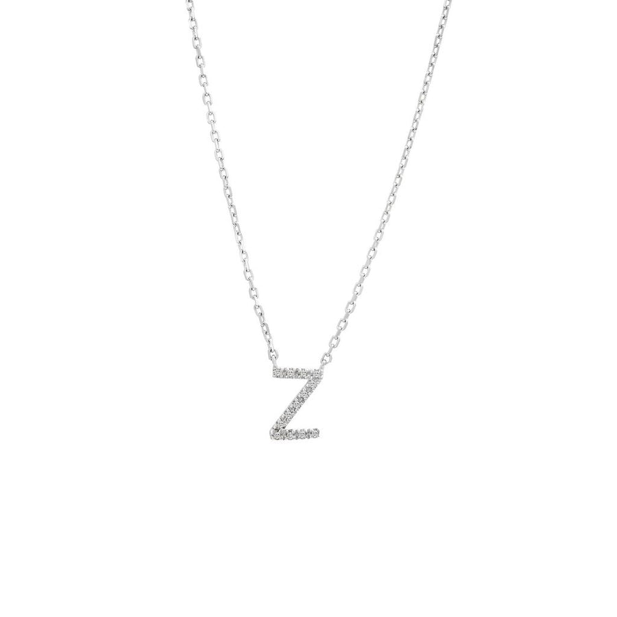 925 Sterling Silver Pave Diamonds Initial Neckalce