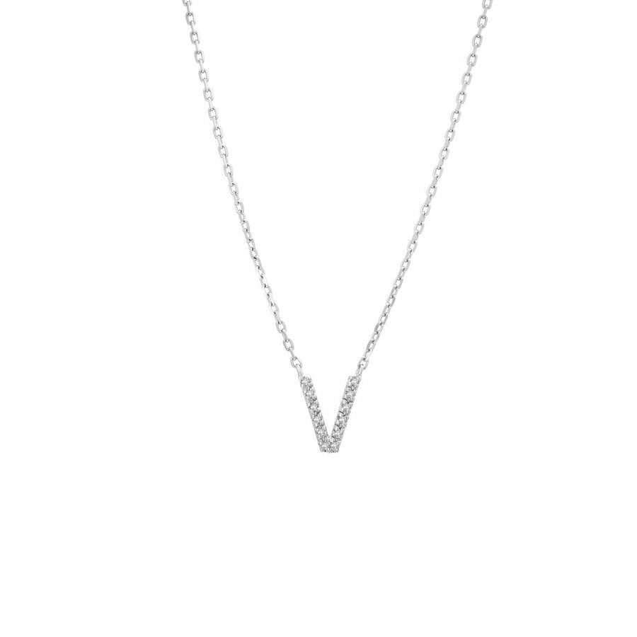 925 Sterling Silver Pave Diamonds Initial Neckalce