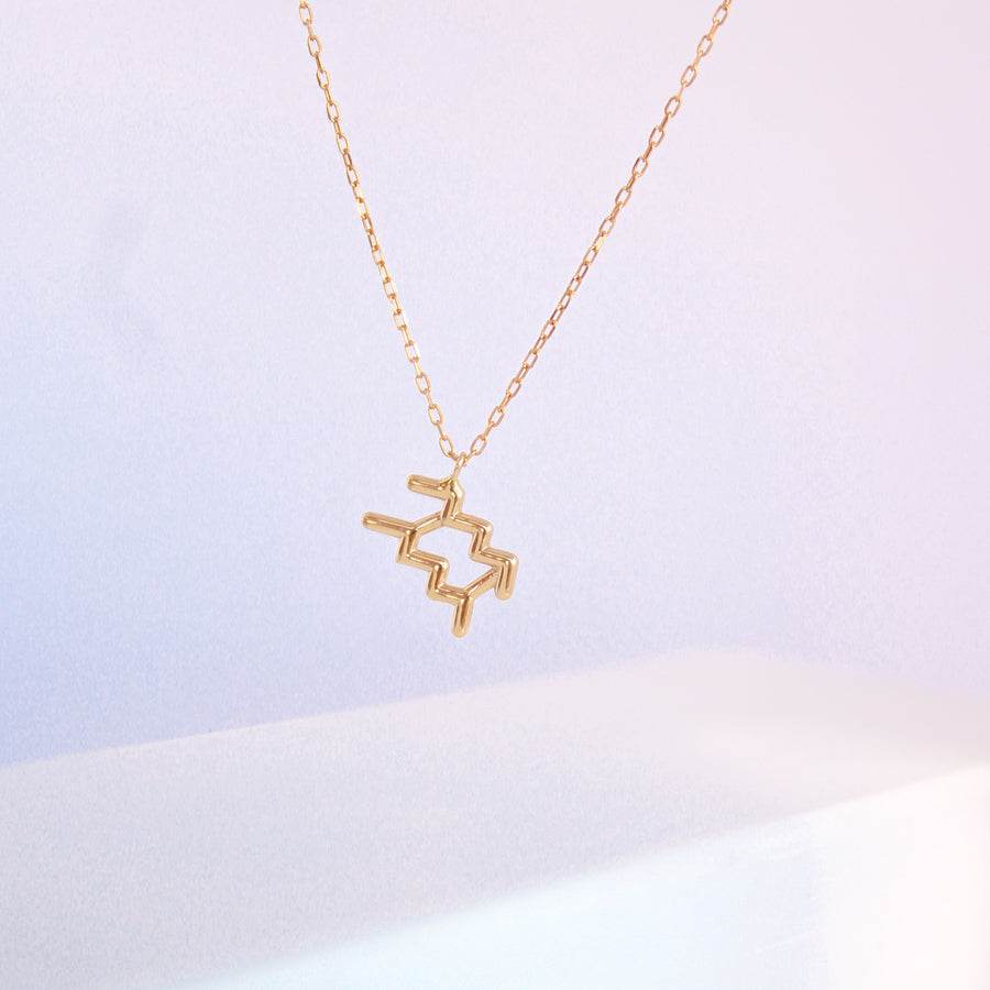 14K Solid Yellow Gold Zodiac Sign Necklace