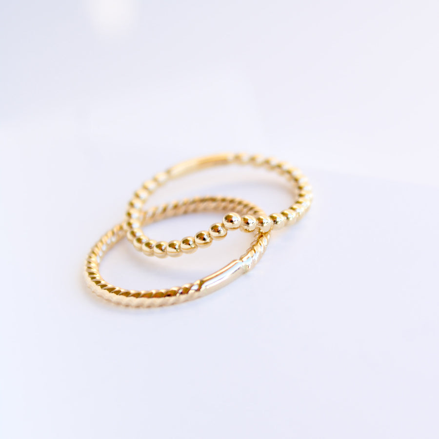 14K Solid Yellow Gold V Balls Ring