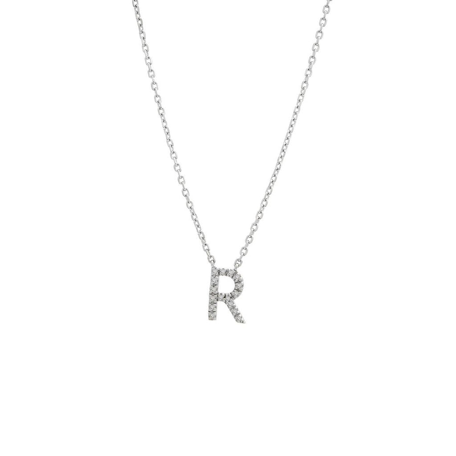 925 Sterling Silver Pave Diamonds Initial Neckalce