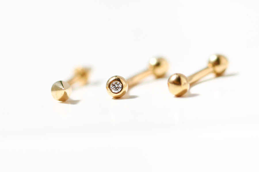 14K Solid Yellow Gold Balls Body Piercing