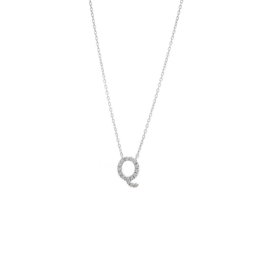 925 Sterling Silver Pave Diamonds Initial Neckalce