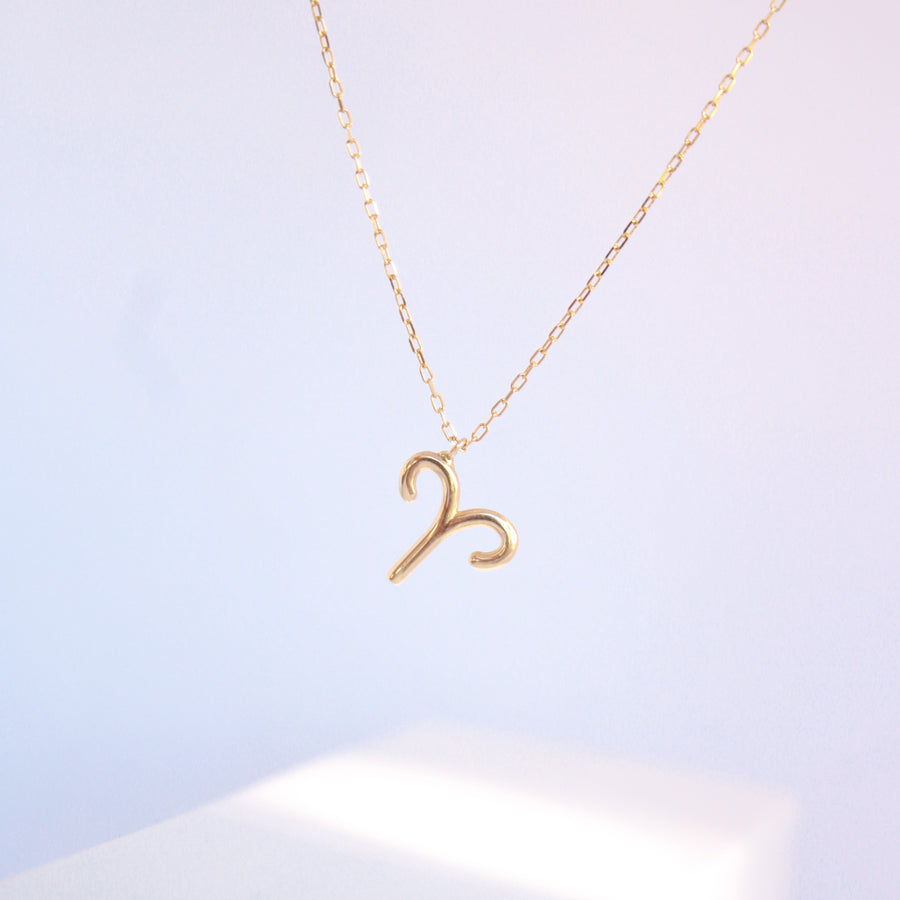 14K Solid Yellow Gold Zodiac Sign Necklace