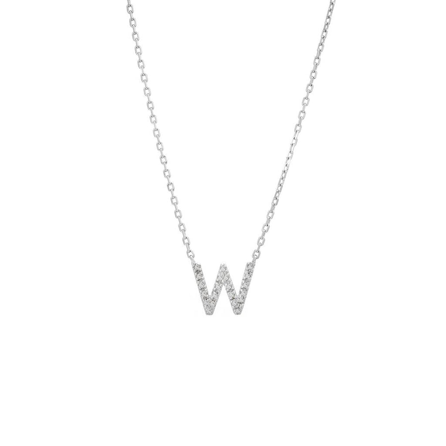 925 Sterling Silver Pave Diamonds Initial Neckalce