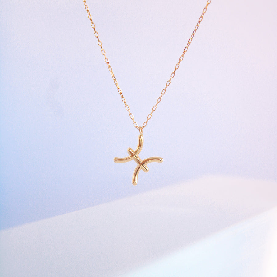 14K Solid Yellow Gold Zodiac Sign Necklace