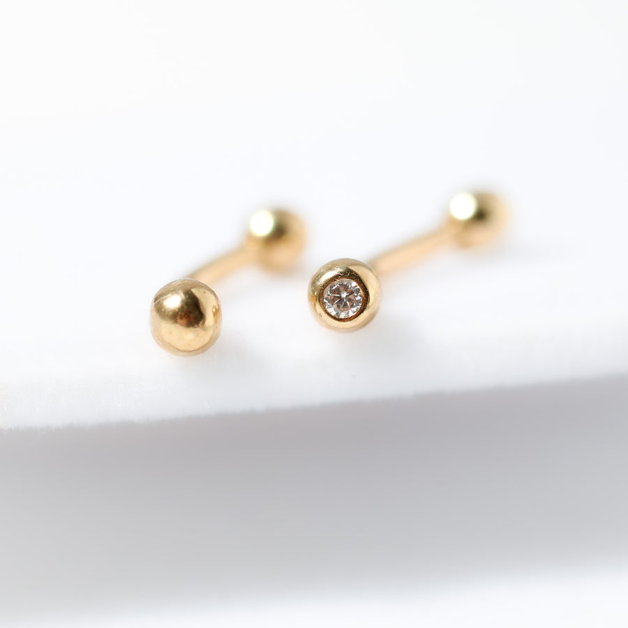 14K Solid Yellow Gold Balls Body Piercing