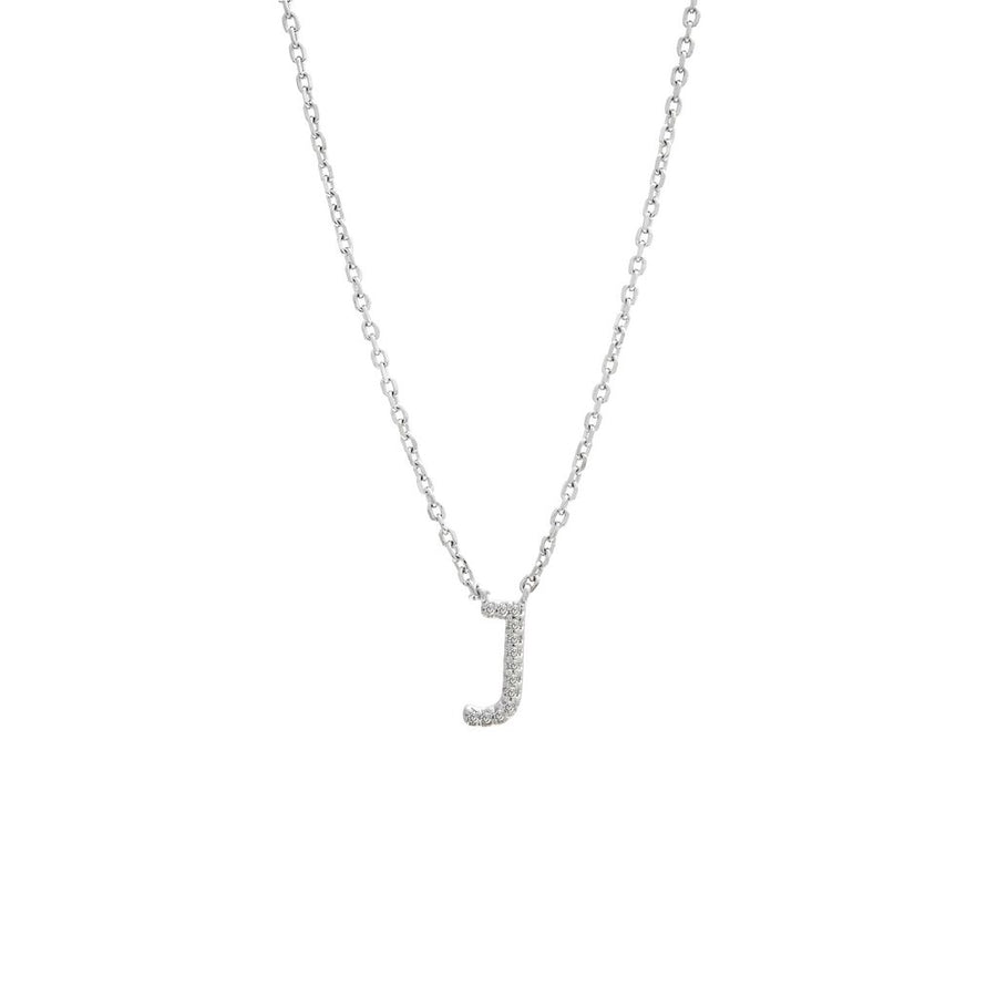 925 Sterling Silver Pave Diamonds Initial Neckalce