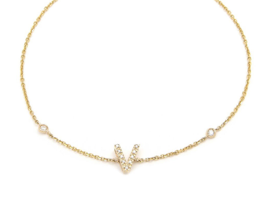 Customizable 14K Solid Yellow Gold Initial Diamond Bracelet