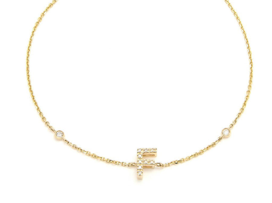 Customizable 14K Solid Yellow Gold Initial Diamond Bracelet