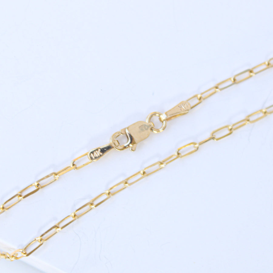 14K Solid Yellow Gold Baby Paper Clip Link Anklet