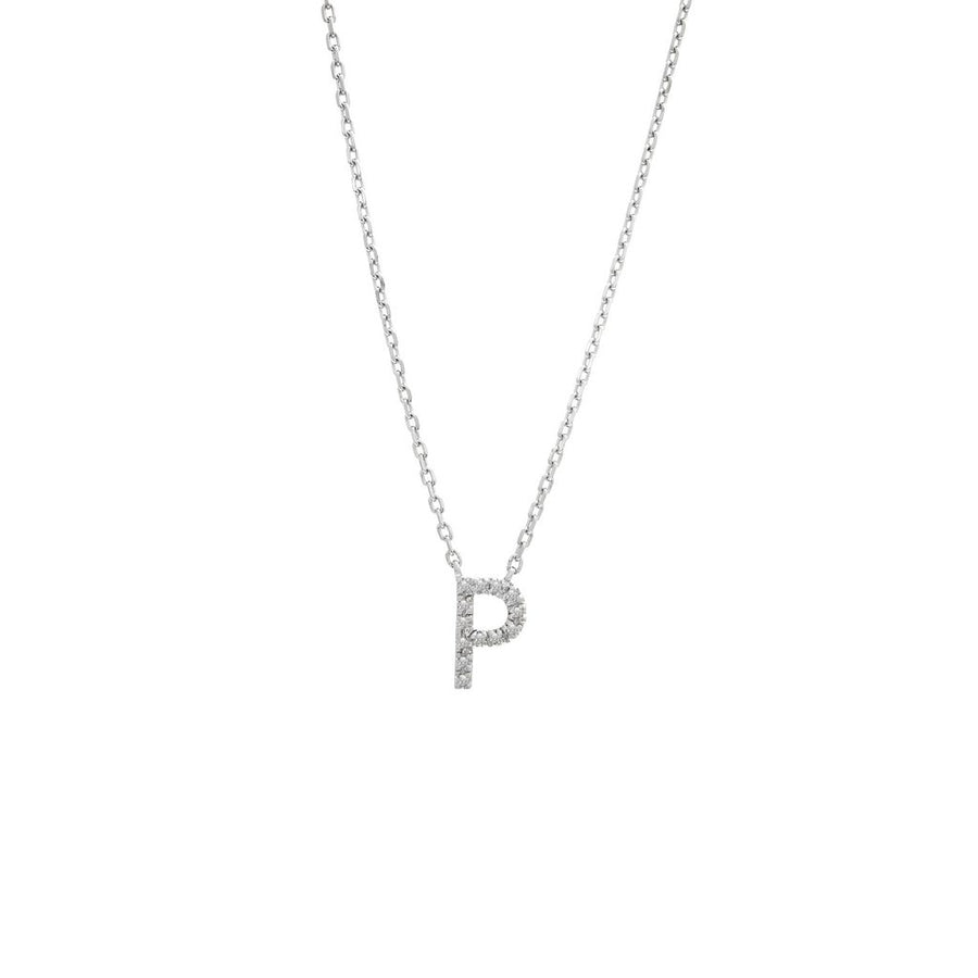 925 Sterling Silver Pave Diamonds Initial Neckalce