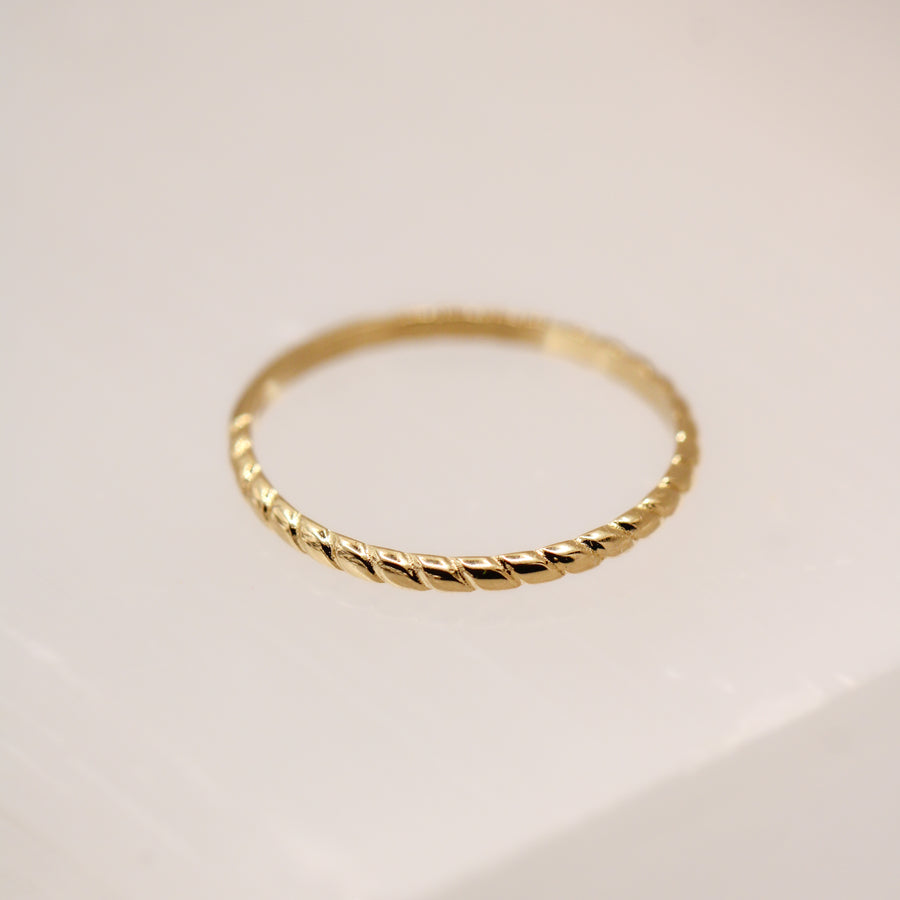 14K Solid Yellow Gold Rope Stackable Ring