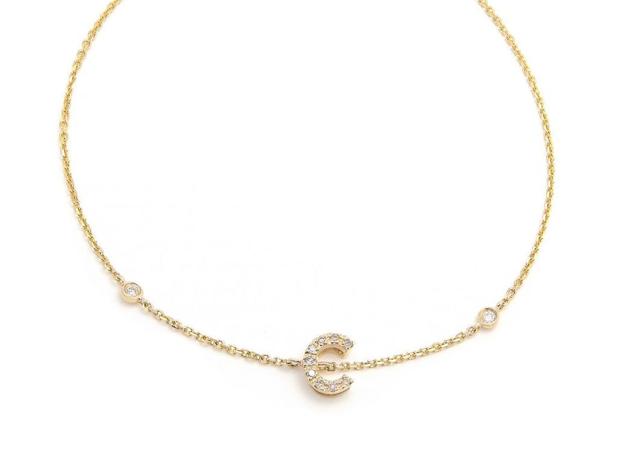 Customizable 14K Solid Yellow Gold Initial Diamond Bracelet