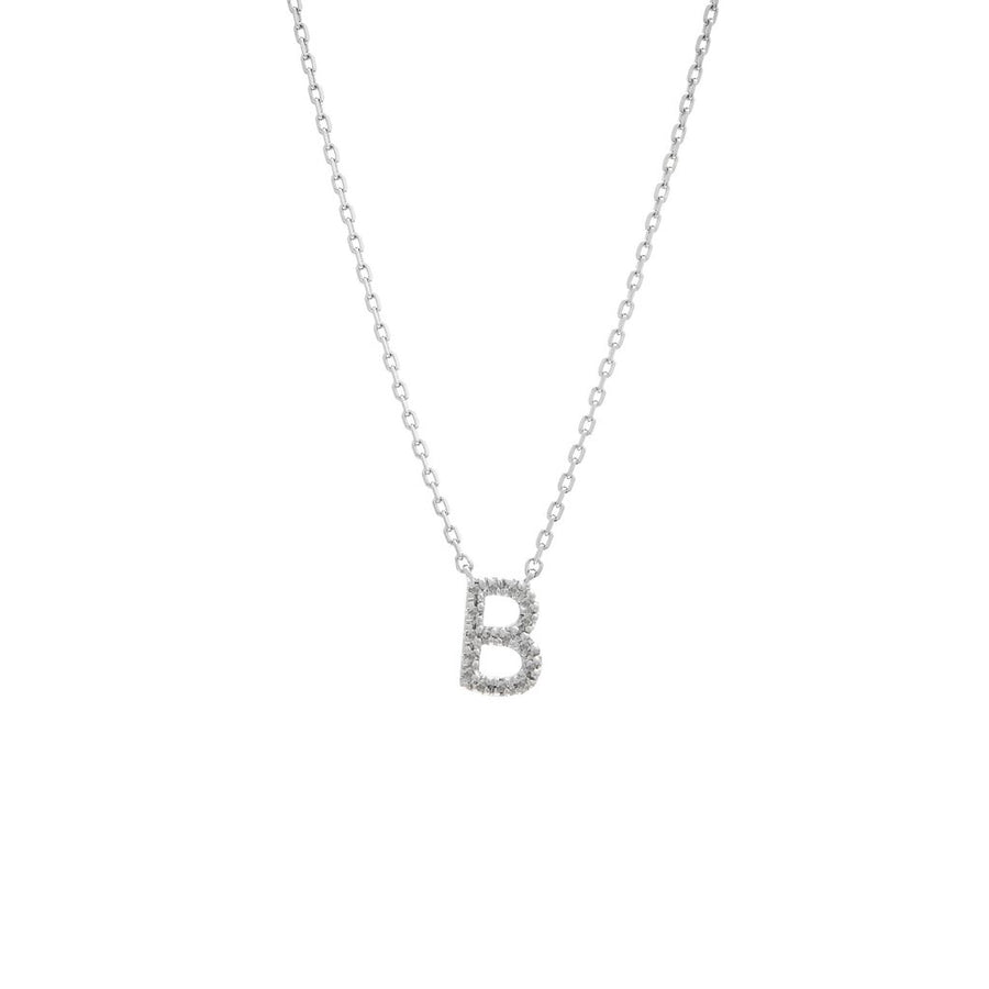 925 Sterling Silver Pave Diamonds Initial Neckalce