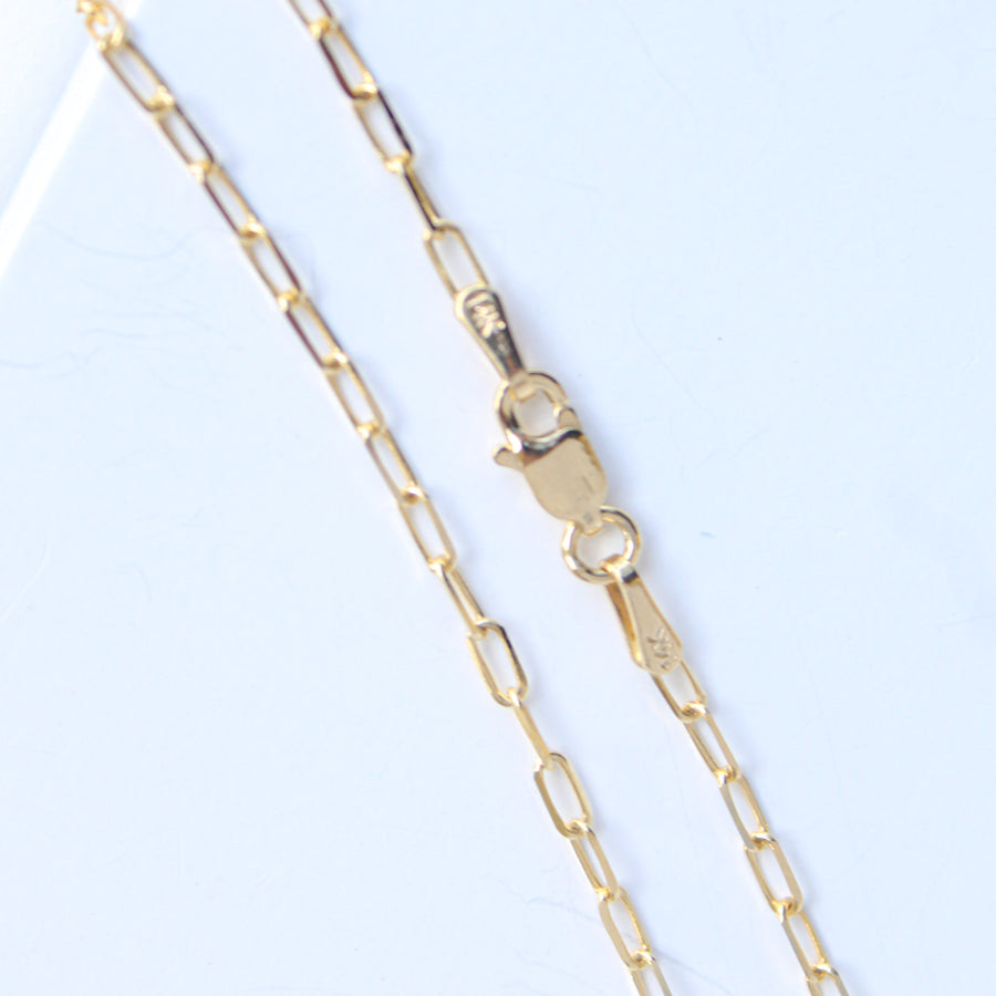 14K Solid Yellow Gold Baby Paper Clip Link Anklet