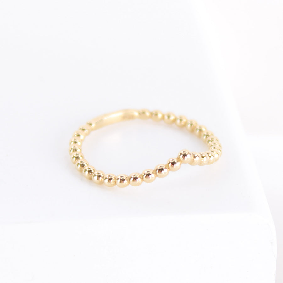 14K Solid Yellow Gold V Balls Ring