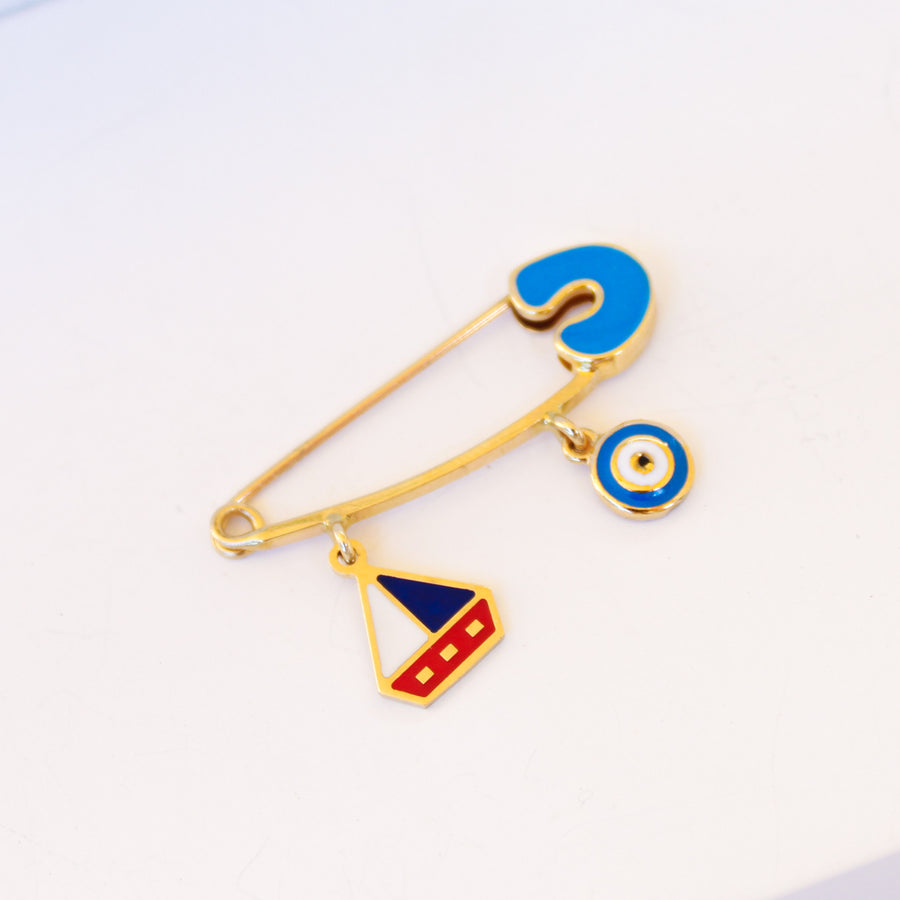 14K Solid Gold Enamel Boy or Girl Baby Pin