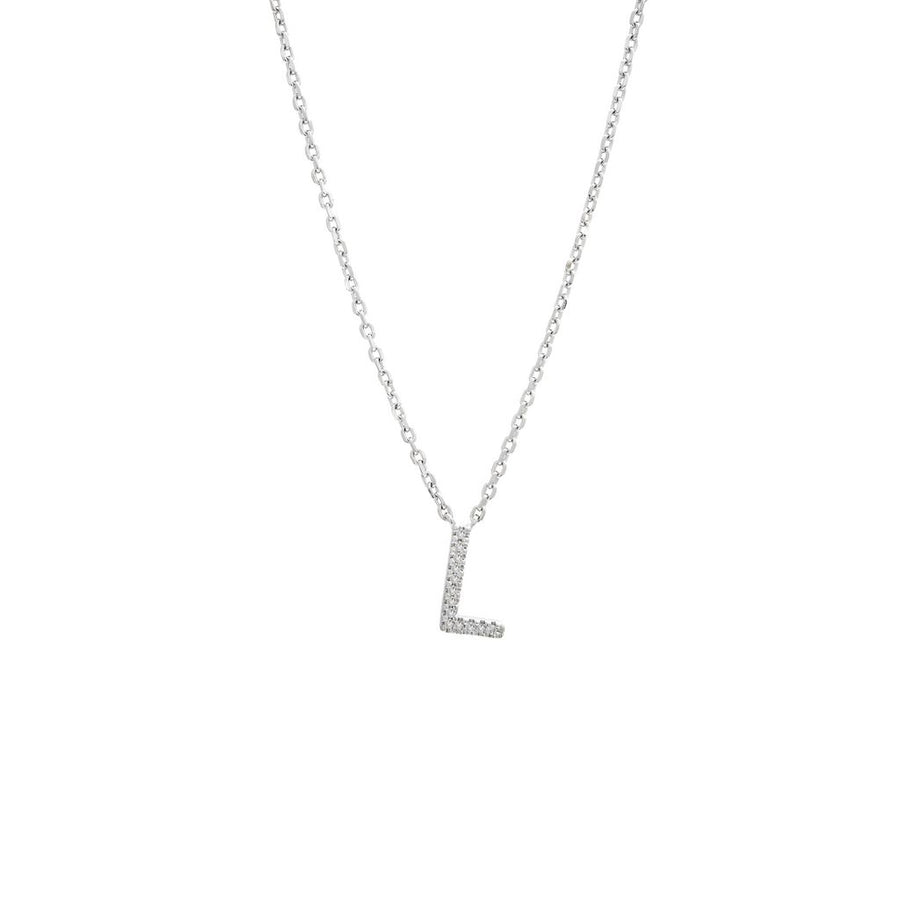 925 Sterling Silver Pave Diamonds Initial Neckalce