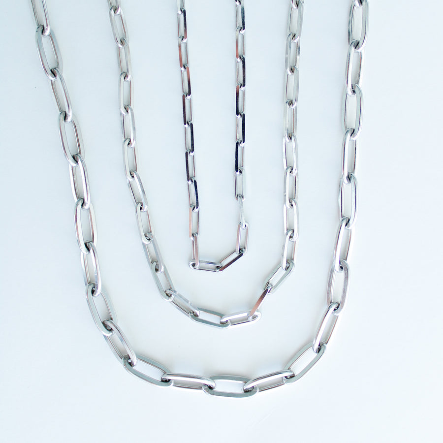 925 Sterling Silver Paper Clip Chain