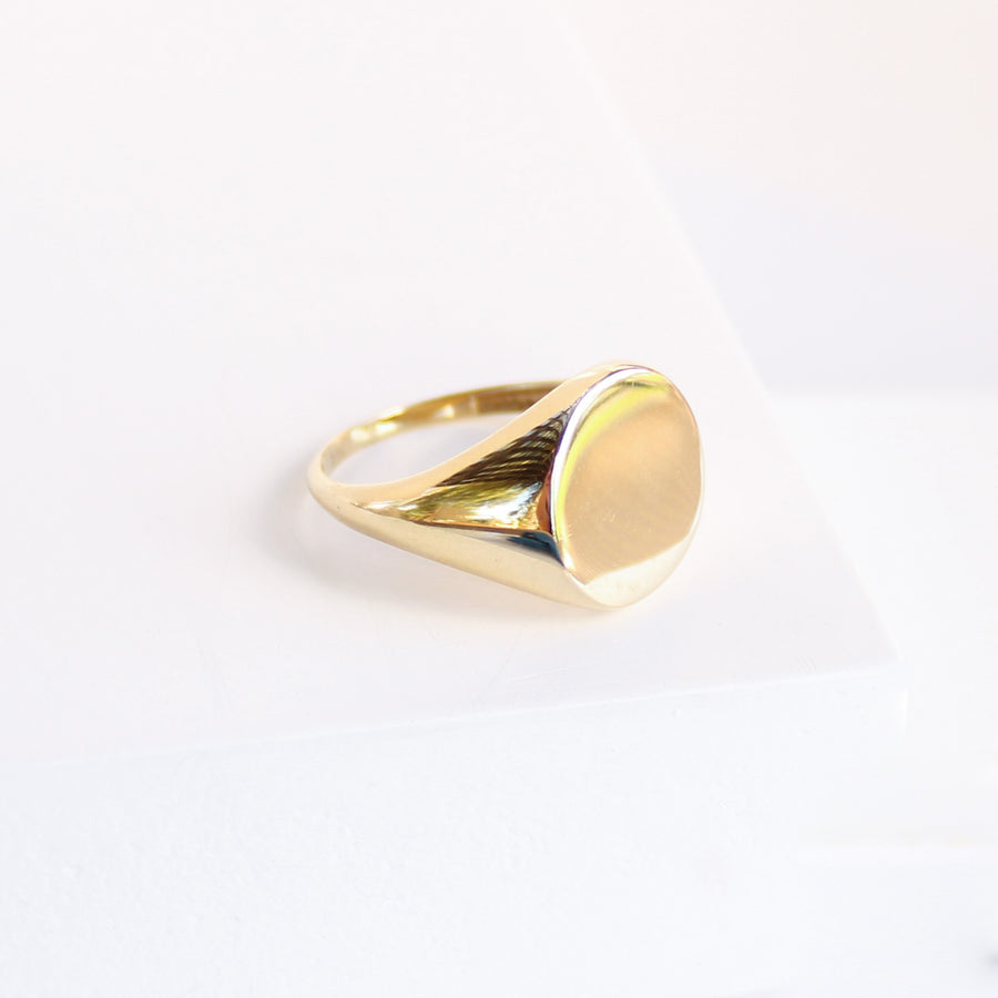 14K Solid Yellow Gold Signet Ring