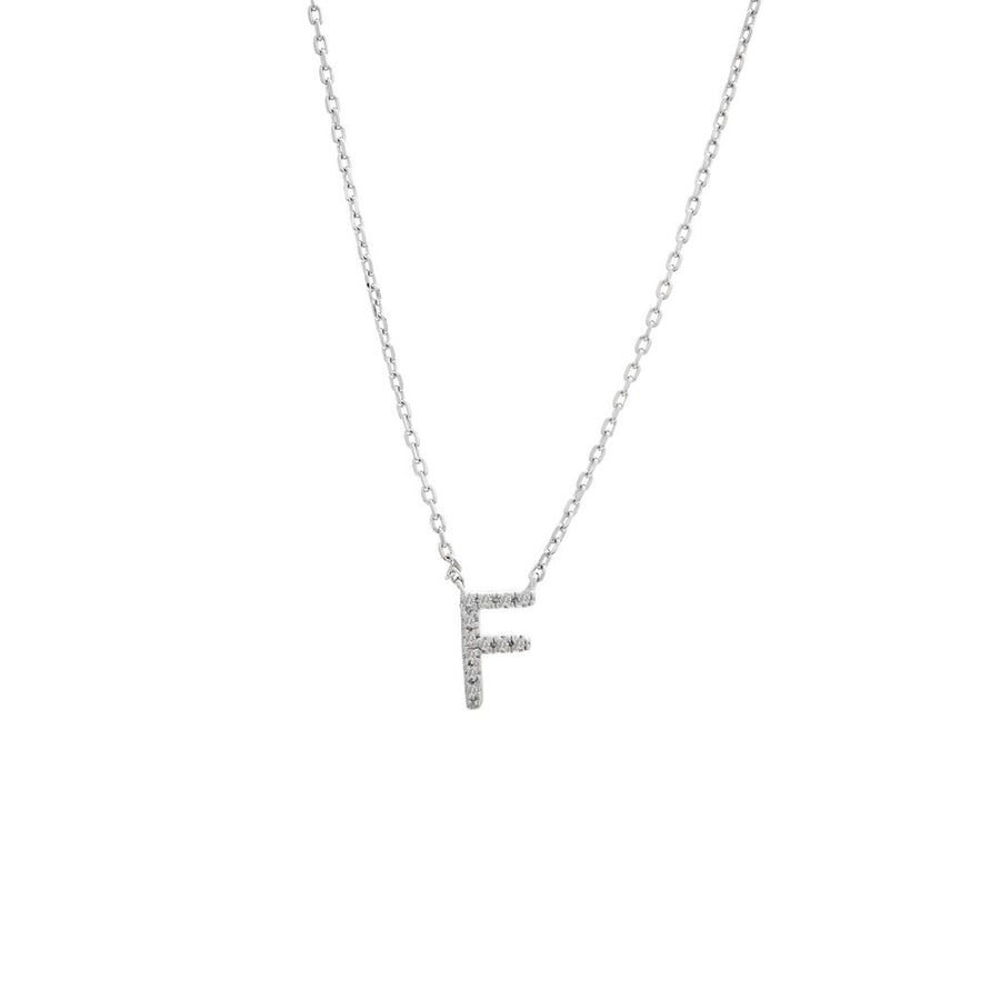 925 Sterling Silver Pave Diamonds Initial Neckalce