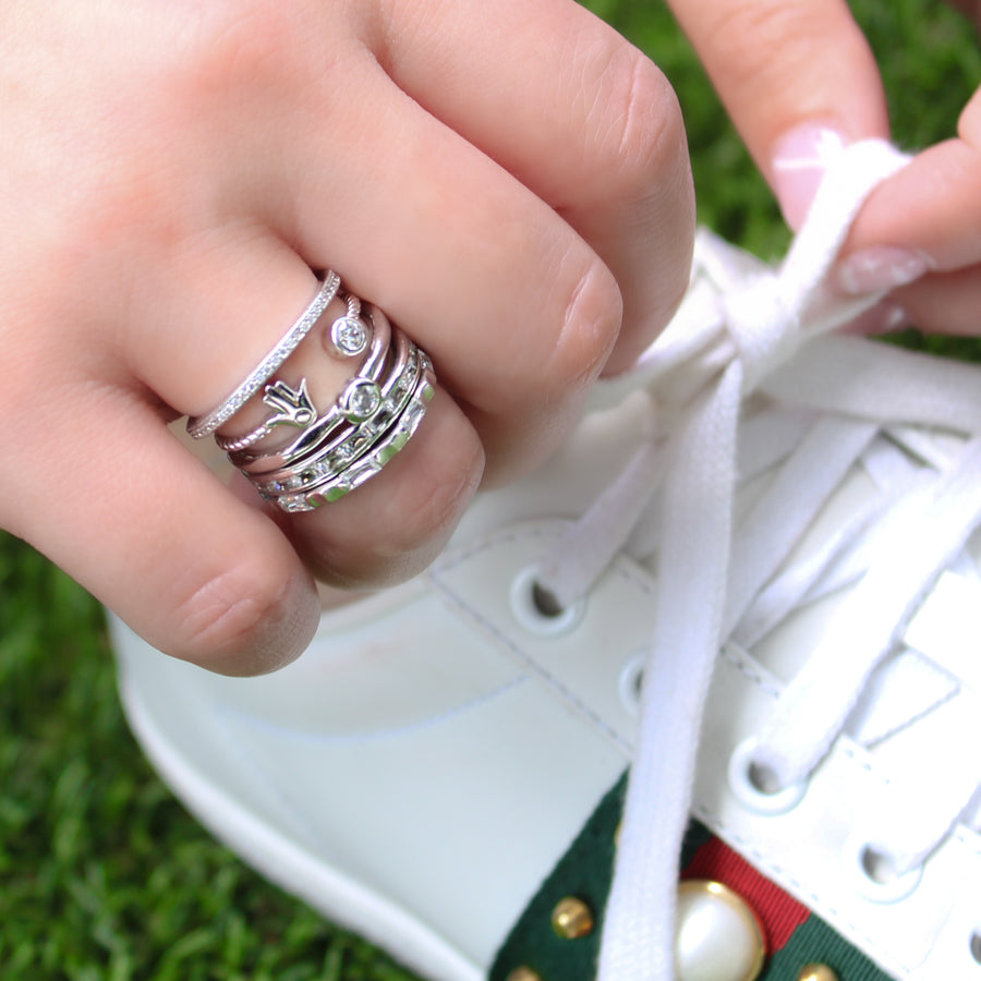 925 Sterling Silver CZ Pave Eternity Ring