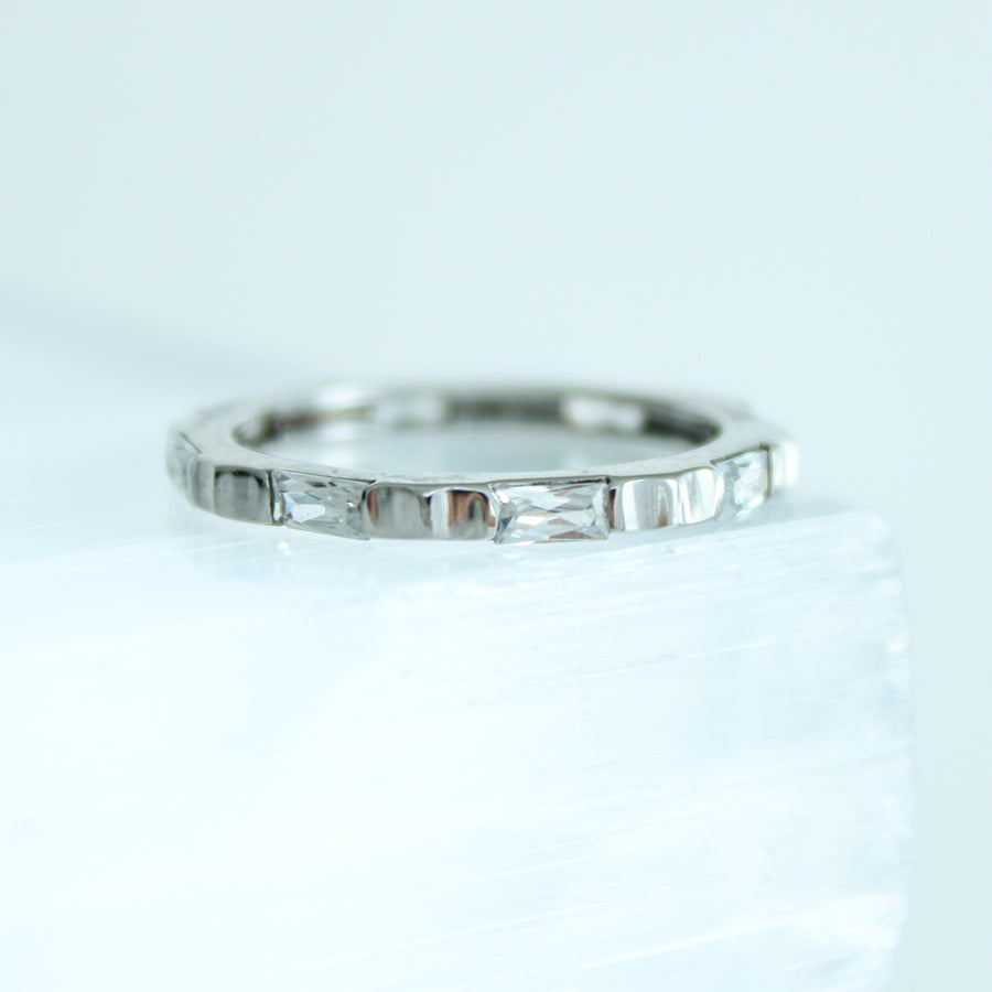 925 Sterling Silver CZ Baguette Eternity Ring