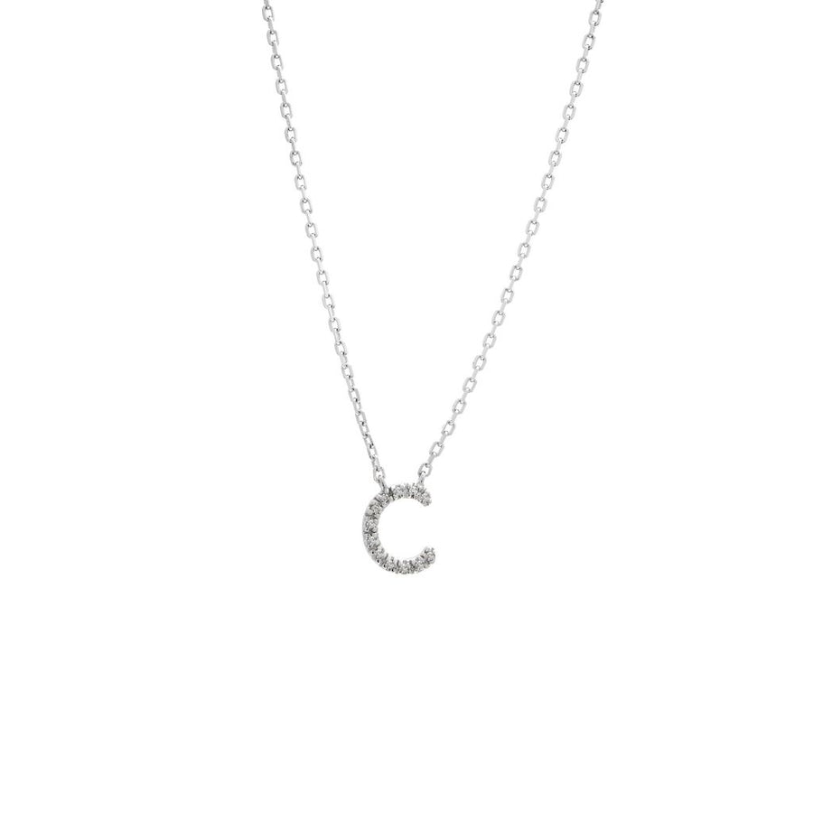 925 Sterling Silver Pave Diamonds Initial Neckalce