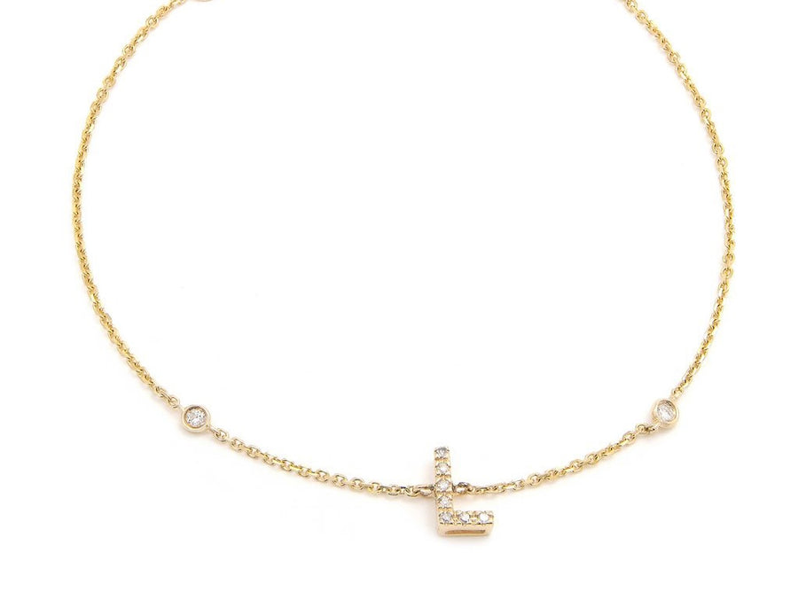 Customizable 14K Solid Yellow Gold Initial Diamond Bracelet