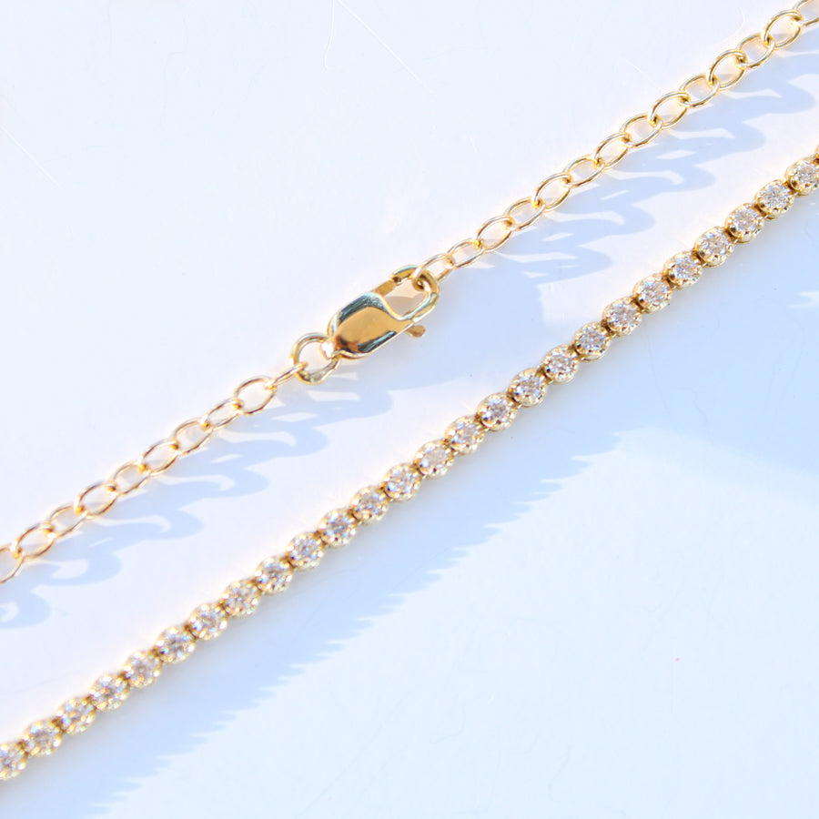 14K Solid Gold Diamond Tennis Choker