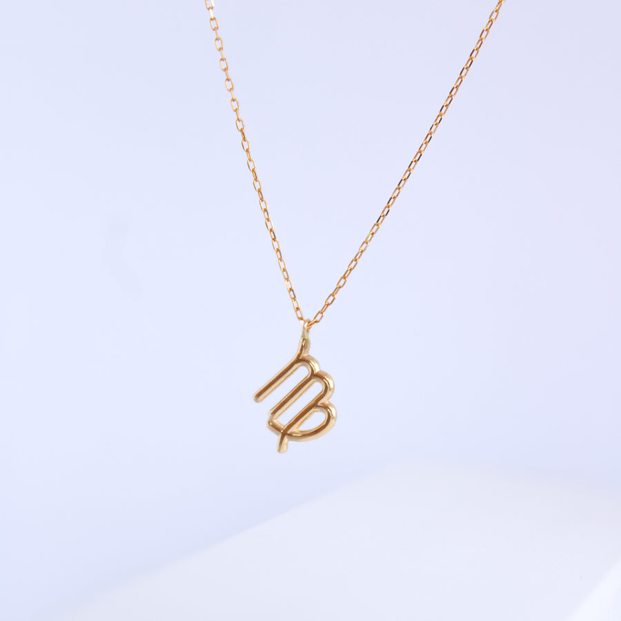 14K Solid Yellow Gold Zodiac Sign Necklace