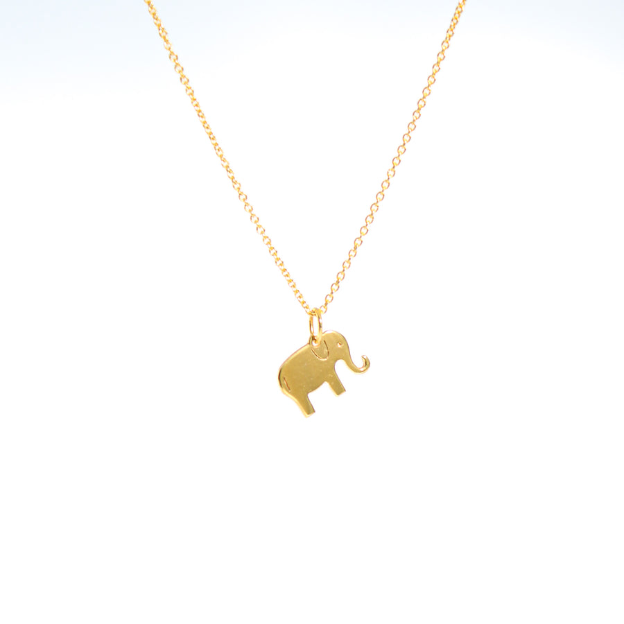 14K Solid Yellow Gold Custom Elephant Pendant