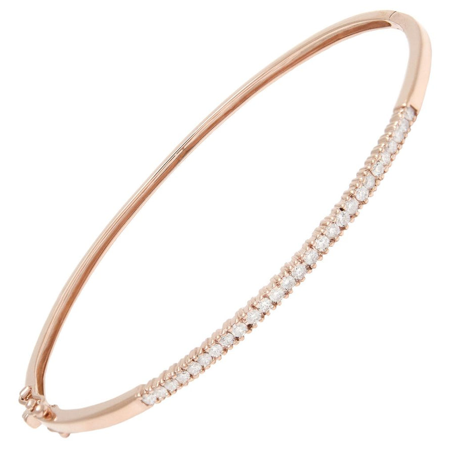 14K Solid Yellow Gold Diamond Bangle