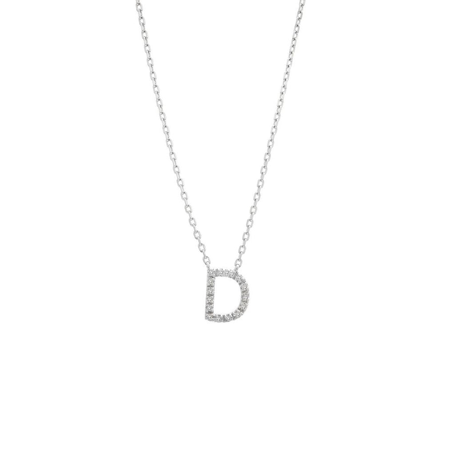 925 Sterling Silver Pave Diamonds Initial Neckalce