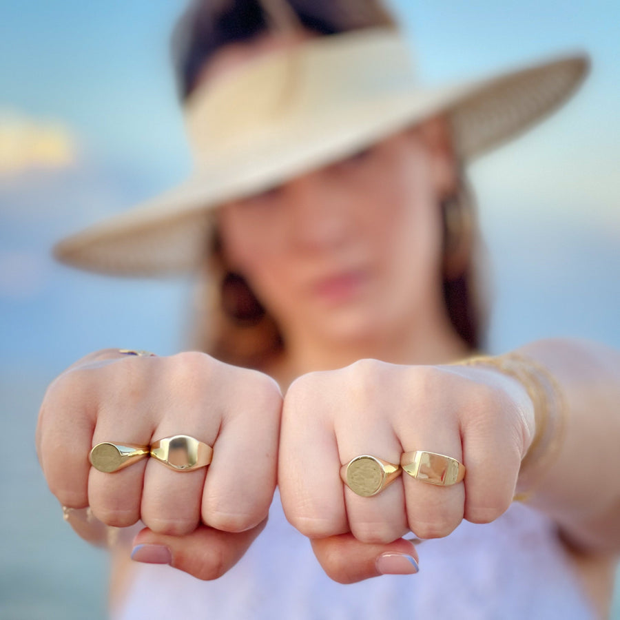 14K Solid Yellow Gold Signet Ring