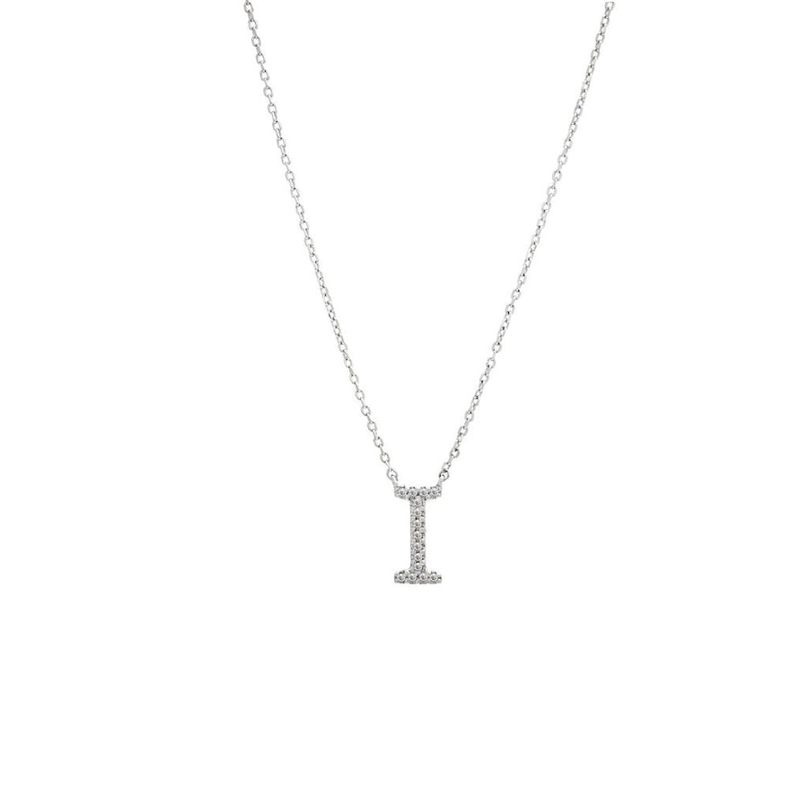 925 Sterling Silver Pave Diamonds Initial Neckalce