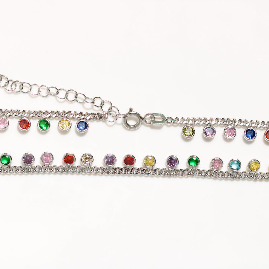 925 Sterling Silver CZ Cuban Italian Anklet